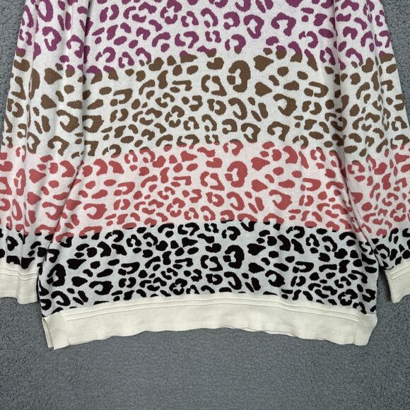 Soft Surroundings Leone Sweater 1X‎ Rainbow Leopard Print Turtleneck Longline - Picture 3 of 14